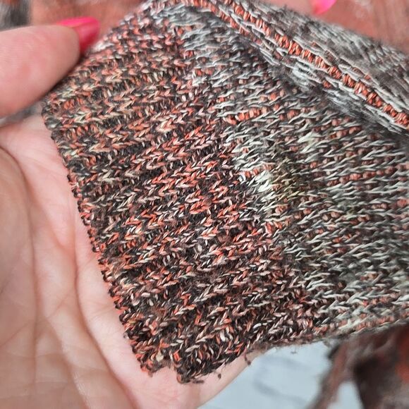 Maurices Aztec Open Front Fringe Drapey Cardigan Henna Knitted Long Sleeve Cardi - Picture 8 of 13